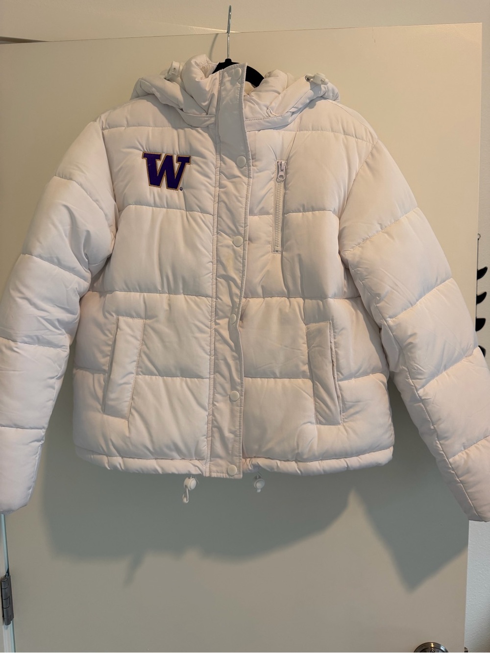 White Hooded Puffer Jacket University of Washington UW Hype & Vice